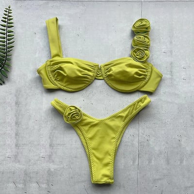 Bikini mikro bikini na vezanje Novi ženski kupaći kostim 2024. Seksi ženski kupaći kostim Cvjetni kupaći kostim Tange Biquini Kupaći kostimi