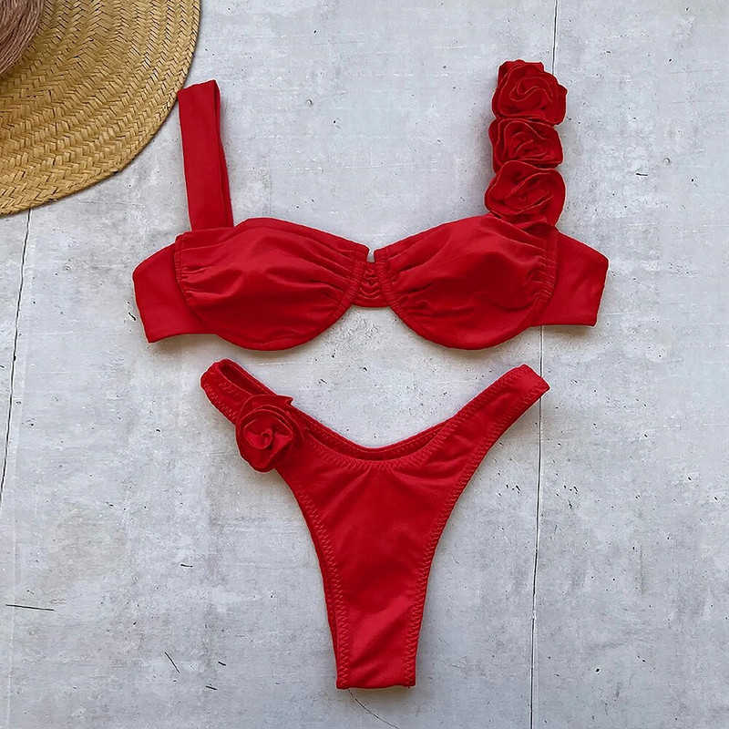 Bikini mikro bikini na vezanje Novi ženski kupaći kostim 2024. Seksi ženski kupaći kostim Cvjetni kupaći kostim Tange Biquini Kupaći kostimi