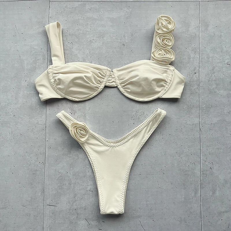 Bikini mikro bikini na vezanje Novi ženski kupaći kostim 2024. Seksi ženski kupaći kostim Cvjetni kupaći kostim Tange Biquini Kupaći kostimi