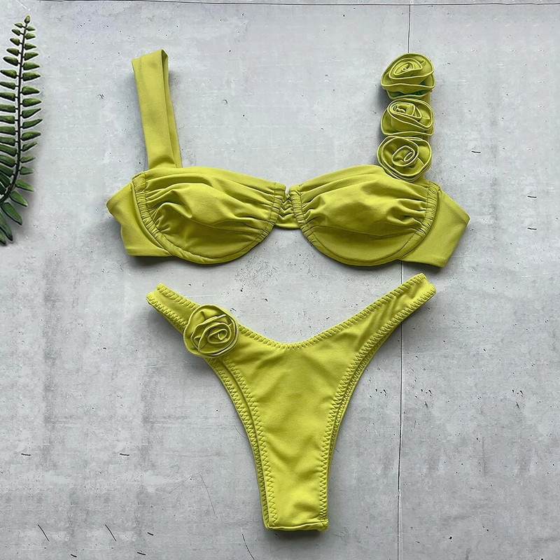 Bikini mikro bikini na vezanje Novi ženski kupaći kostim 2024. Seksi ženski kupaći kostim Cvjetni kupaći kostim Tange Biquini Kupaći kostimi