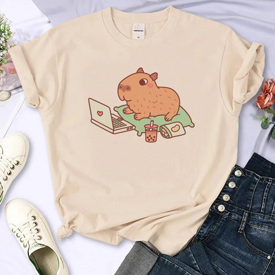 Capybara majica kratkih rukava Ženska Harajuku majica Ljetna bijela modna majica Straykids s printom Ženske majice s okruglim izrezom Top veličine