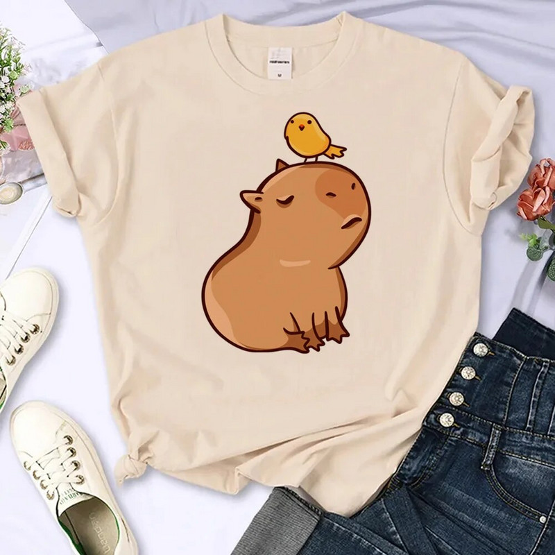 Capybara majica kratkih rukava Ženska Harajuku majica Ljetna bijela modna majica Straykids s printom Ženske majice s okruglim izrezom Top veličine