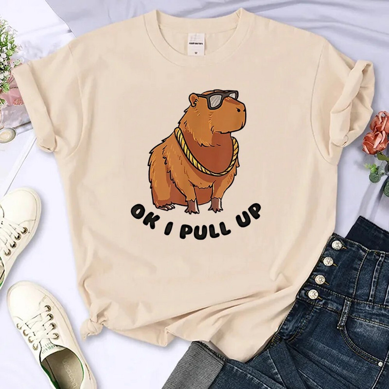 Capybara majica kratkih rukava Ženska Harajuku majica Ljetna bijela modna majica Straykids s printom Ženske majice s okruglim izrezom Top veličine