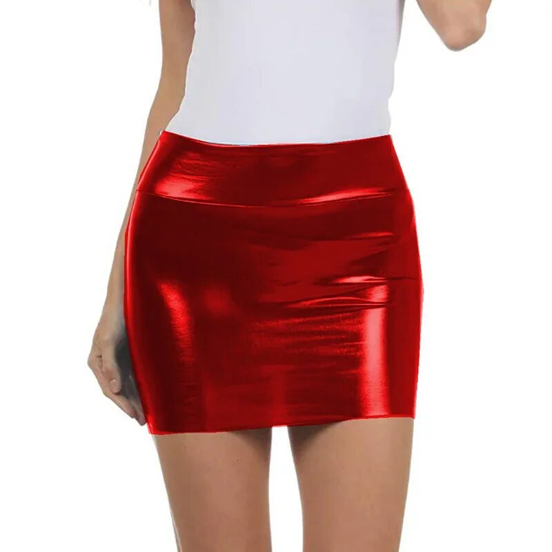 Ženska PU umjetna koža kratka pencil mini suknja Modna sjajna suknja velikih veličina Lady Vintage Skinny Tanke suknje Bodycon Clubwear 7XL