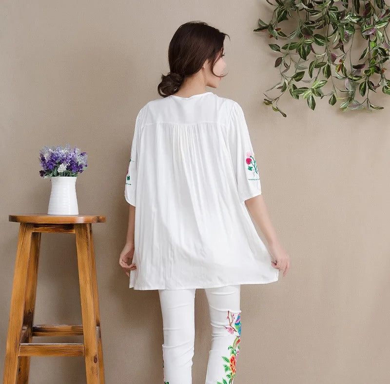 Bluză pentru femei, din bumbac, broderie de vară 2021