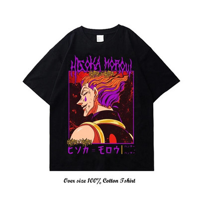 Dámske tričko s grafickou potlačou japonského anime Hunter X Hunter, vintage, plus veľkosť, bavlnené, okrúhly výstrih, krátky rukáv, tričko pre ženy aj mužov