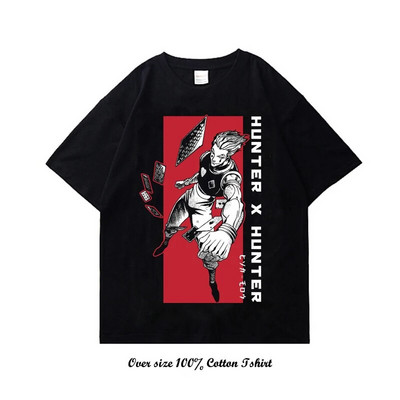 Dámske tričko s grafickou potlačou japonského anime Hunter X Hunter, vintage, plus veľkosť, bavlnené, okrúhly výstrih, krátky rukáv, tričko pre ženy aj mužov