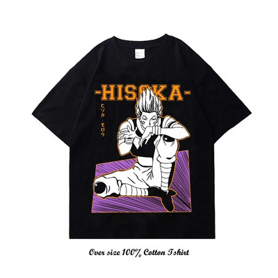 Dámske tričko s grafickou potlačou japonského anime Hunter X Hunter, vintage, plus veľkosť, bavlnené, okrúhly výstrih, krátky rukáv, tričko pre ženy aj mužov