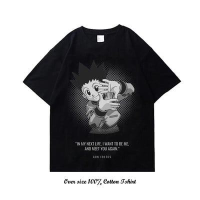 Dámske tričko s grafickou potlačou japonského anime Hunter X Hunter, vintage, plus veľkosť, bavlnené, okrúhly výstrih, krátky rukáv, tričko pre ženy aj mužov