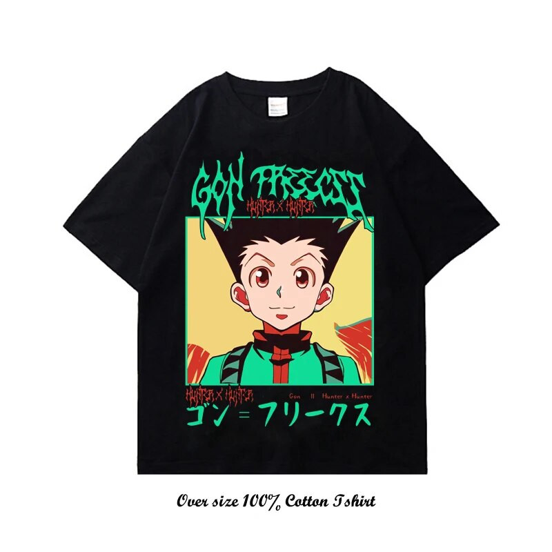 Dámske tričko s grafickou potlačou japonského anime Hunter X Hunter, vintage, plus veľkosť, bavlnené, okrúhly výstrih, krátky rukáv, tričko pre ženy aj mužov