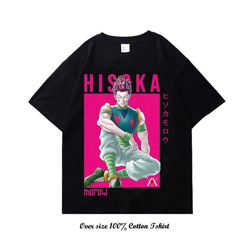 Dámske tričko s grafickou potlačou japonského anime Hunter X Hunter, vintage, plus veľkosť, bavlnené, okrúhly výstrih, krátky rukáv, tričko pre ženy aj mužov