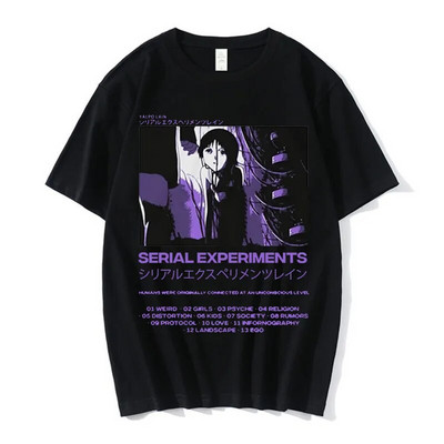 Anime Lain Graphic Print Μπλουζάκι Γυναικείο Ανδρικό Μπλουζάκι Unisex Iwakura Manga Girl Sci Fi Μπλουζάκια με κοντό μανίκι βαμβακερό μπλουζάκι Plus Size