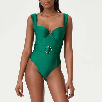 Изумруден цвят Модни бански костюми от една част Cover Up Дамски луксозни бански Push Up Slim Bikini Елегантен бански костюм Плажно облекло 2023 г.