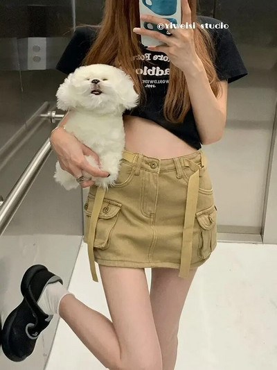 Nová jarná letná móda, sexy bavlna, plus size značka, dámska dievčenská džínsová sukňa s nízkym pásom