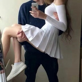 Jaunums ar augstu vidukli kroku svārki Harajuku džinsu svārki vienkrāsaini jūrnieka svārki Japānas skolas forma Liela izmēra