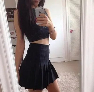 Jaunums ar augstu vidukli kroku svārki Harajuku džinsu svārki vienkrāsaini jūrnieka svārki Japānas skolas forma Liela izmēra