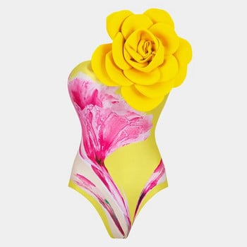 2024 Νέο 3D Flower One Shoulder One Piece μαγιό Γυναικεία μαγιό με φούστα μαγιό Monokini Beach Φορμάκι παραλίας