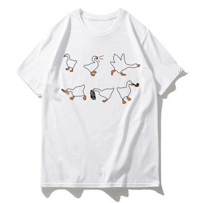 Μπλουζάκι με γραφικό τύπωμα καρτούν Χήνας Harajuku Fashion Casual Vintage Μπλουζάκι με λαιμόκοψη κοντό μανίκι συν μέγεθος γυναικείο μπλουζάκι