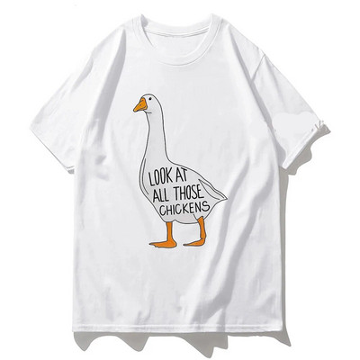 Μπλουζάκι με γραφικό τύπωμα καρτούν Χήνας Harajuku Fashion Casual Vintage Μπλουζάκι με λαιμόκοψη κοντό μανίκι συν μέγεθος γυναικείο μπλουζάκι