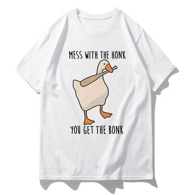 Μπλουζάκι με γραφικό τύπωμα καρτούν Χήνας Harajuku Fashion Casual Vintage Μπλουζάκι με λαιμόκοψη κοντό μανίκι συν μέγεθος γυναικείο μπλουζάκι