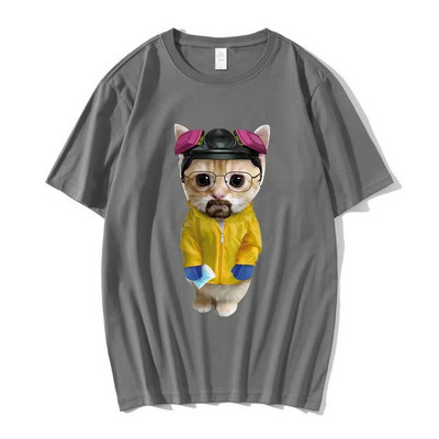 TV Show Breaking-Bad Majica s kratkim rukavima Funny Walter White Sad Crying Cat Munchkin Kitty Graphic T-shirt Muške muške ženske majice velikih veličina