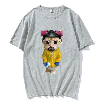 TV Show Breaking-Bad Majica s kratkim rukavima Funny Walter White Sad Crying Cat Munchkin Kitty Graphic T-shirt Muške muške ženske majice velikih veličina