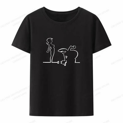 The Line Osvaldo Cavandoli póló, divatos hip-hop La Linea póló, alkalmi legénynyakú, nagy méretű női póló