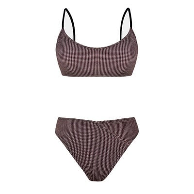 CUPSHE Bikini kompleti s rebrastim širokim izrezom srednjeg struka, kupaći kostimi za žene, seksi majica bez rukava, dvodijelna odjeća za plažu, kupaći kostimi za 2023.