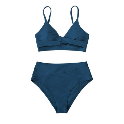 CUPSHE Seturi de bikini cu talie înaltă, negru, plin de răsucire