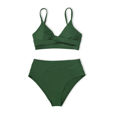 CUPSHE Seturi de bikini cu talie înaltă, negru, plin de răsucire