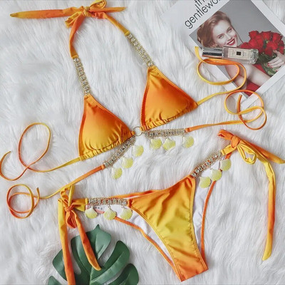 Ružičasti seksi bikiniji 2024. Kupaći kostim sa kamenčićima Ženski kupaći kostimi Ženski Push Up bikini Kupaći kostimi za plažu Kupaći kostimi za kupanje u bazenu