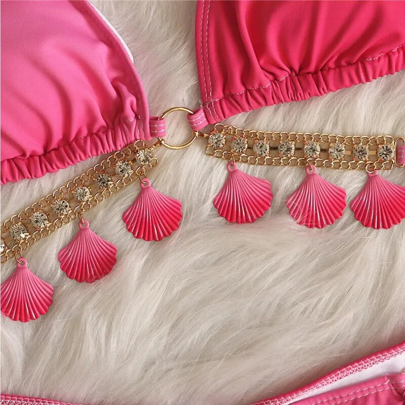 Ružičasti seksi bikiniji 2024. Kupaći kostim sa kamenčićima Ženski kupaći kostimi Ženski Push Up bikini Kupaći kostimi za plažu Kupaći kostimi za kupanje u bazenu