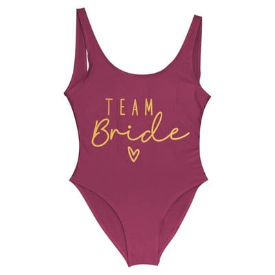 S-3XL Gold Print Team Bride vientisas maudymosi kostiumėlis Squad Moterų maudymosi kostiumėlis Bachelorette Party maudymosi kostiumėlis Summer Beatchwear maudymosi kostiumėlis