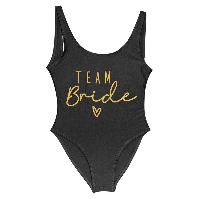 S-3XL Gold Print Team Bride vientisas maudymosi kostiumėlis Squad Moterų maudymosi kostiumėlis Bachelorette Party maudymosi kostiumėlis Summer Beatchwear maudymosi kostiumėlis