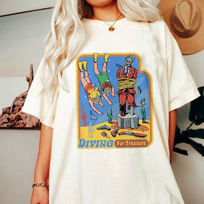 Sátán démon póló Horror Devil Retro póló 2023 női klasszikus horror rajzfilm felső nagy méretű Harajuku alkalmi fehér póló