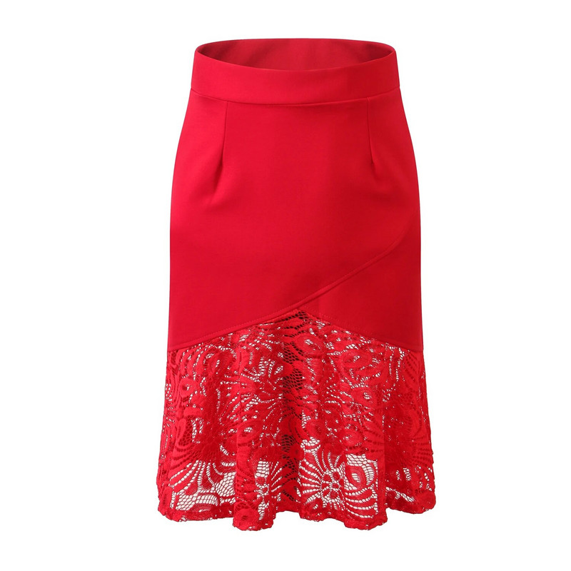 Plus Size S-5XL Γυναικείες φούστες δαντέλα OL Lotus Leaf Bodycon Stretch Ψηλόμεσο Πακέτο Φούστα ισχίου Γυναικείες φούστες με μολύβι