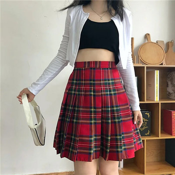 Harajuku пола с удължен размер с висока талия готически пънк стил плисирана плюс готическа червена пола Y2k дрехи корейски стил