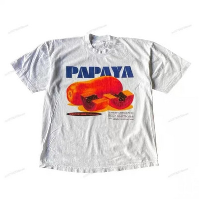 2024 Summer Cherry Pattern Print Washed Round Neck T-shirt Gothic Classic Y2K Plus Size Γυναικείο T-shirt Oversized βαμβακερό μπλουζάκι