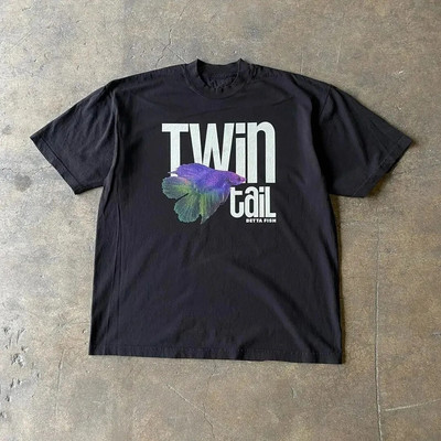 2024 Summer Cherry Pattern Print Washed Round Neck T-shirt Gothic Classic Y2K Plus Size Γυναικείο T-shirt Oversized βαμβακερό μπλουζάκι