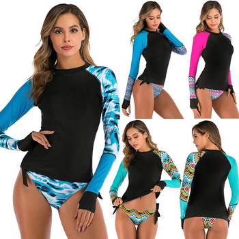 Σέξι μαγιό μπικίνι Mujer Rashguard Γυναικεία μακρυμάνικα μαγιό Rashguard για σέρφινγκ δύο τεμαχίων μαγιό Tankini σετ Σερφ κολύμβησης