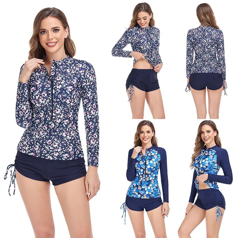 Seksi kupaći kostim Bikini Mujer Rashguard Ženski kupaći kostim dugih rukava Rashguard Dvodijelni kupaći kostim za surfanje Tankini set za surfanje