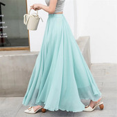 Madingas korėjietiškas elegantiškas šokių sijonas juodas raudonas geltonas mėlynas žalias purpurinis rožinis sijonas vasarinis moteriškas sijonas ilgas Boho paplūdimio maxi sijonas