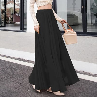 Madingas korėjietiškas elegantiškas šokių sijonas juodas raudonas geltonas mėlynas žalias purpurinis rožinis sijonas vasarinis moteriškas sijonas ilgas Boho paplūdimio maxi sijonas