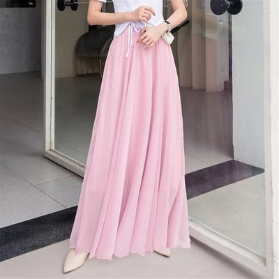 Madingas korėjietiškas elegantiškas šokių sijonas juodas raudonas geltonas mėlynas žalias purpurinis rožinis sijonas vasarinis moteriškas sijonas ilgas Boho paplūdimio maxi sijonas