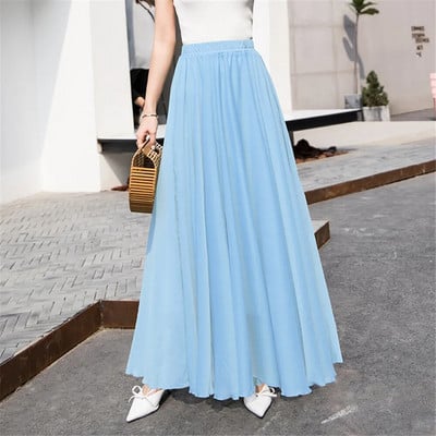 Madingas korėjietiškas elegantiškas šokių sijonas juodas raudonas geltonas mėlynas žalias purpurinis rožinis sijonas vasarinis moteriškas sijonas ilgas Boho paplūdimio maxi sijonas