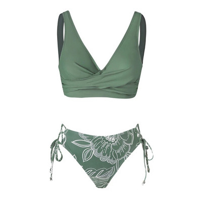 CUPSHE Lace Up Mid Waist Σετ μπικίνι Γυναικεία Σέξι με λαιμόκοψη Twist Two Pieces Μαγιό 2023