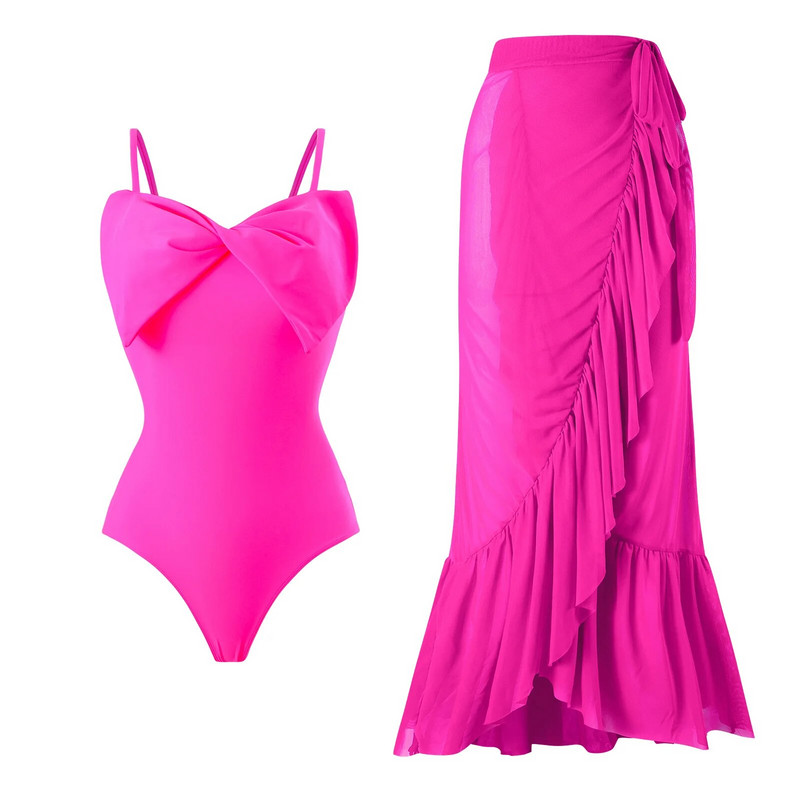2024 Push Up jednodijelni kupaći kostim sa suknjom za plažu Retro kupaći kostim Ženski seksi kupaći kostim Jednobojna odjeća za plažu Monokini Ljeto za plivanje