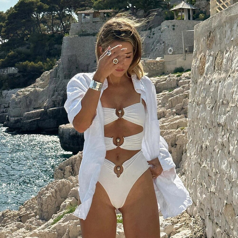 2023 Σέξι μονόχρωμο λευκό ολόσωμο μαγιό Γυναικεία μαγιό Push Up Μαγιό Monokini Μαγιό με επένδυση
