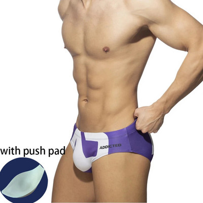 Costume de baie pentru bărbați noi, la modă, triunghi, costum de baie sexy european și american, pantaloni scurți imprimați, vacanță la plajă