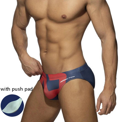 Costume de baie pentru bărbați noi, la modă, triunghi, costum de baie sexy european și american, pantaloni scurți imprimați, vacanță la plajă